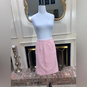 Ellen Tracy Women’s Pink Wool Skirt Pencil Style Lined Herringbone Vintage